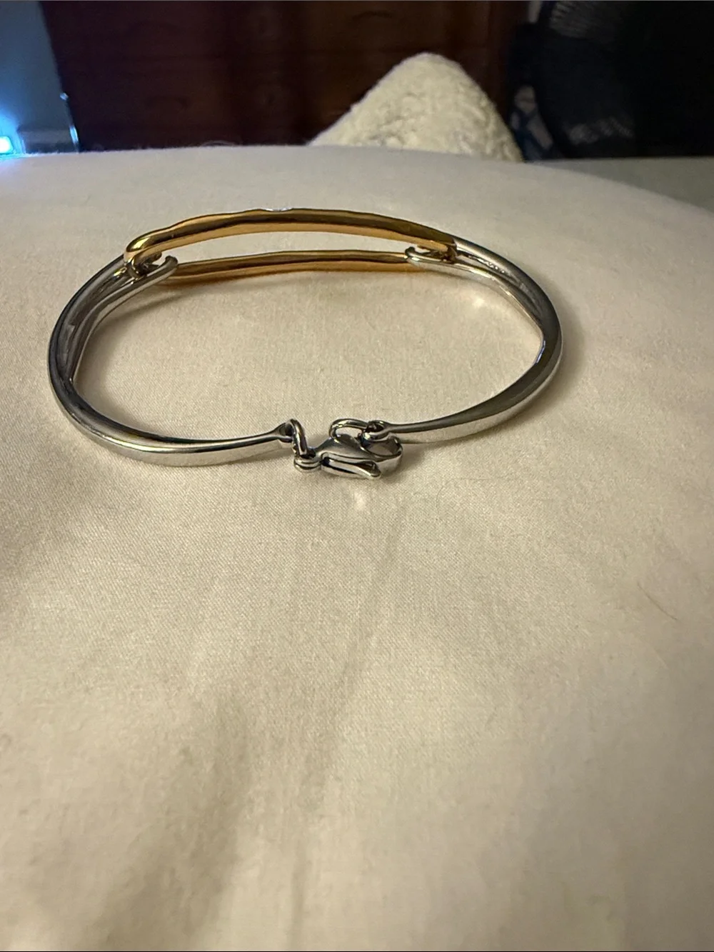 Two-Tone Gold and Silver Oval Link Bracelet - Women's Jewelry
